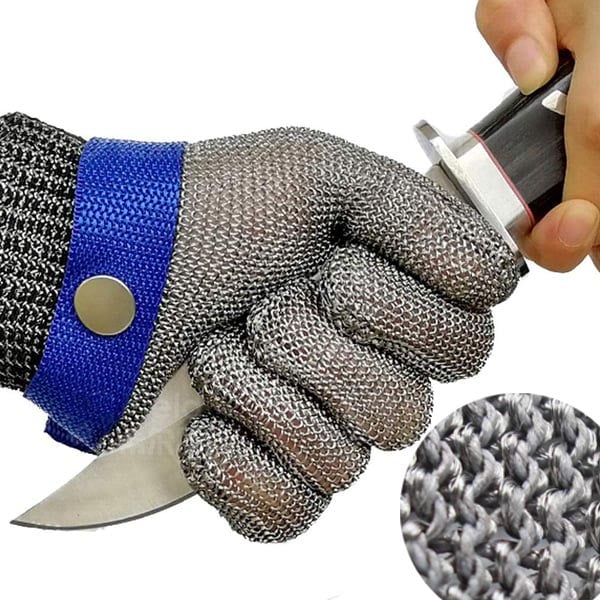 Cut-Resistant Mesh Gloves with Adjustable Wrist Strap for Kitchen, Fishing & Industrial Work | Safety Hand Protection
