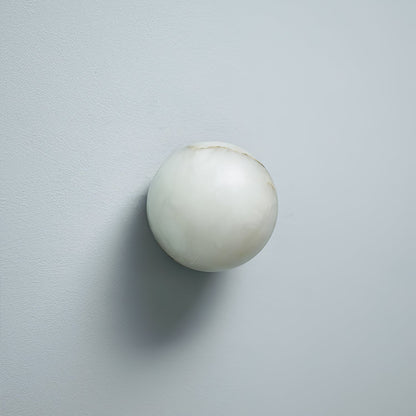 Compact Alabaster Sconce 5 in Globe Natural Stone Diffuser Modern Minimalist Lighting for Bedroom Hallway Entryway Accent Wall Mount Fixture