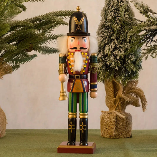Figurine de soldat casse-noisette en bois - Décoration de Noël peinte à la main pour manteau de cheminée, rebord de fenêtre et présentoir de Noël