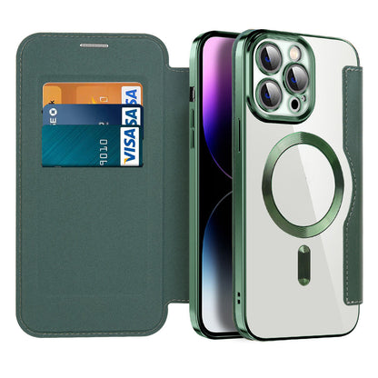 Étui portefeuille pour téléphone avec porte-cartes et fermoir magnétique – Housse à rabat avec protection RFID et support pour iPhone séries 12/13/14/15