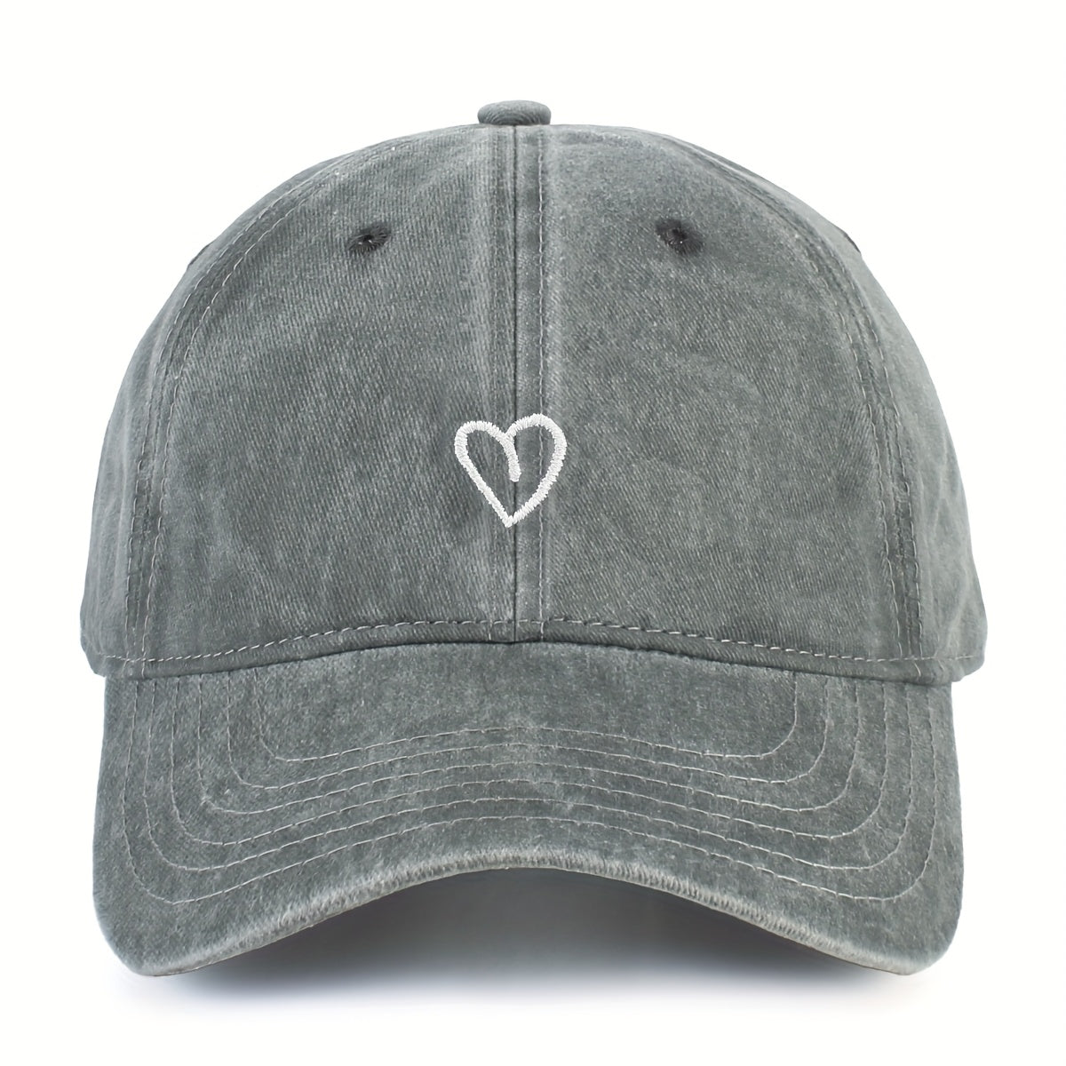 Adjustable Cotton Baseball Cap with Embroidered Heart Detail for Women – Breathable Summer Hat