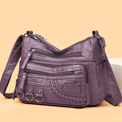 Retro-Inspired Shoulder Bag for Women – Faux Leather Crossbody Purse with Top Handle – Everyday Carryall with Interior Pockets – Classic