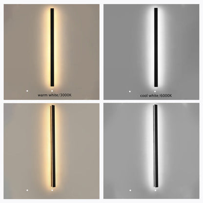 Applique murale LED verticale pour extérieur, 12-59 pouces, aluminium, étanche IP65, noire, pour porche, entrée, allée, jardin, mur, chemin, maison moderne