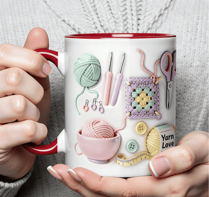 Ceramic Mug with Crafting Design for Coffee & Tea – Dishwasher Safe Mug for Makers & Hobbyists