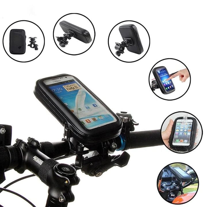 Waterproof Bike Phone Mount with 5000mAh Power Bank USB Charging Handlebar Holder for Smartphones 4.5-6.8 Inches Touch Screen Compatible Mot