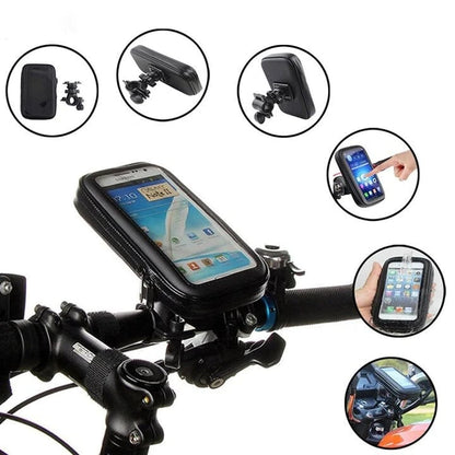 Waterproof Bike Phone Mount with 5000mAh Power Bank USB Charging Handlebar Holder for Smartphones 4.5-6.8 Inches Touch Screen Compatible Mot