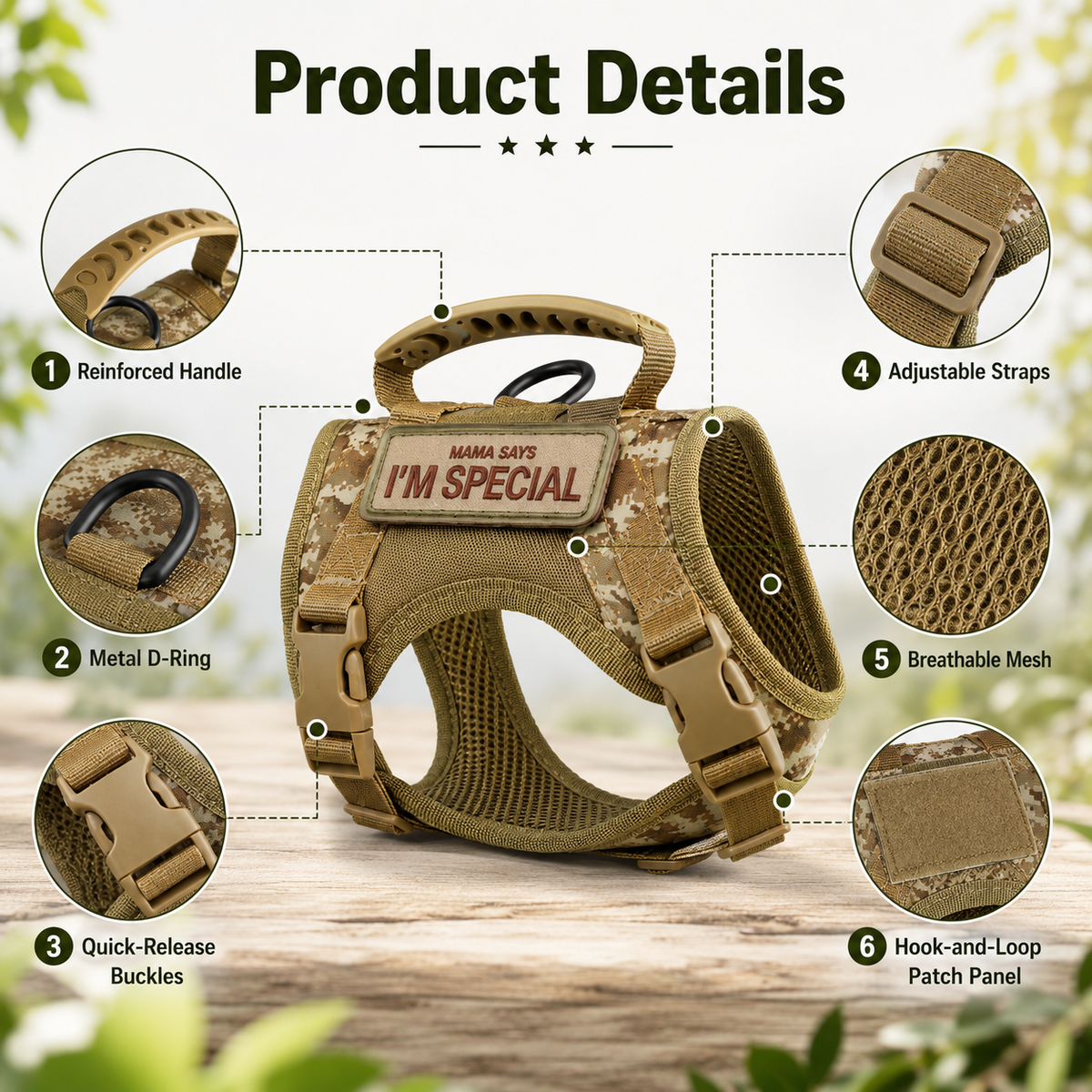 Ortekor Tactical Cat Harness with Leash for Outdoor Walks, Adjustable Escape-Resistant Vest for Cats