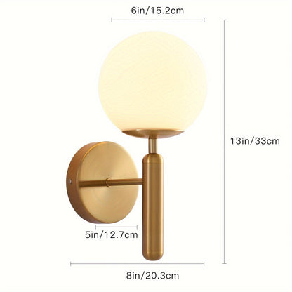 Semi-Flush Spherical Wall Light with Frosted Shade | Metal Sconce for Bedroom, Bathroom & Hallway | Hardwired G9 Socket 110V-240V | Modern