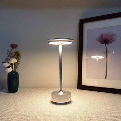 Rechargeable LED Desk Lamp with Touch Control - 3 Brightness Levels & Adjustable Color Temperature - Compact Metal Design for Nightstand, Of