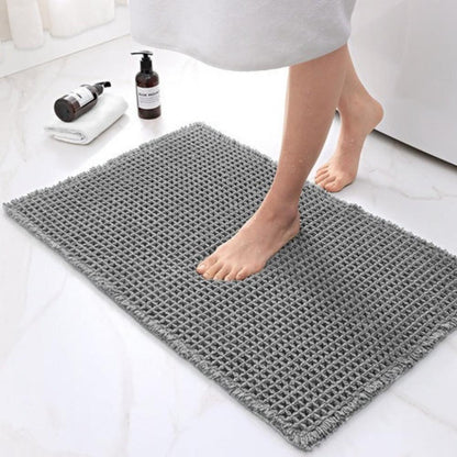 Tapis de bain gaufré à séchage rapide, antidérapant, beige, pour salles de bain modernes, confort moelleux