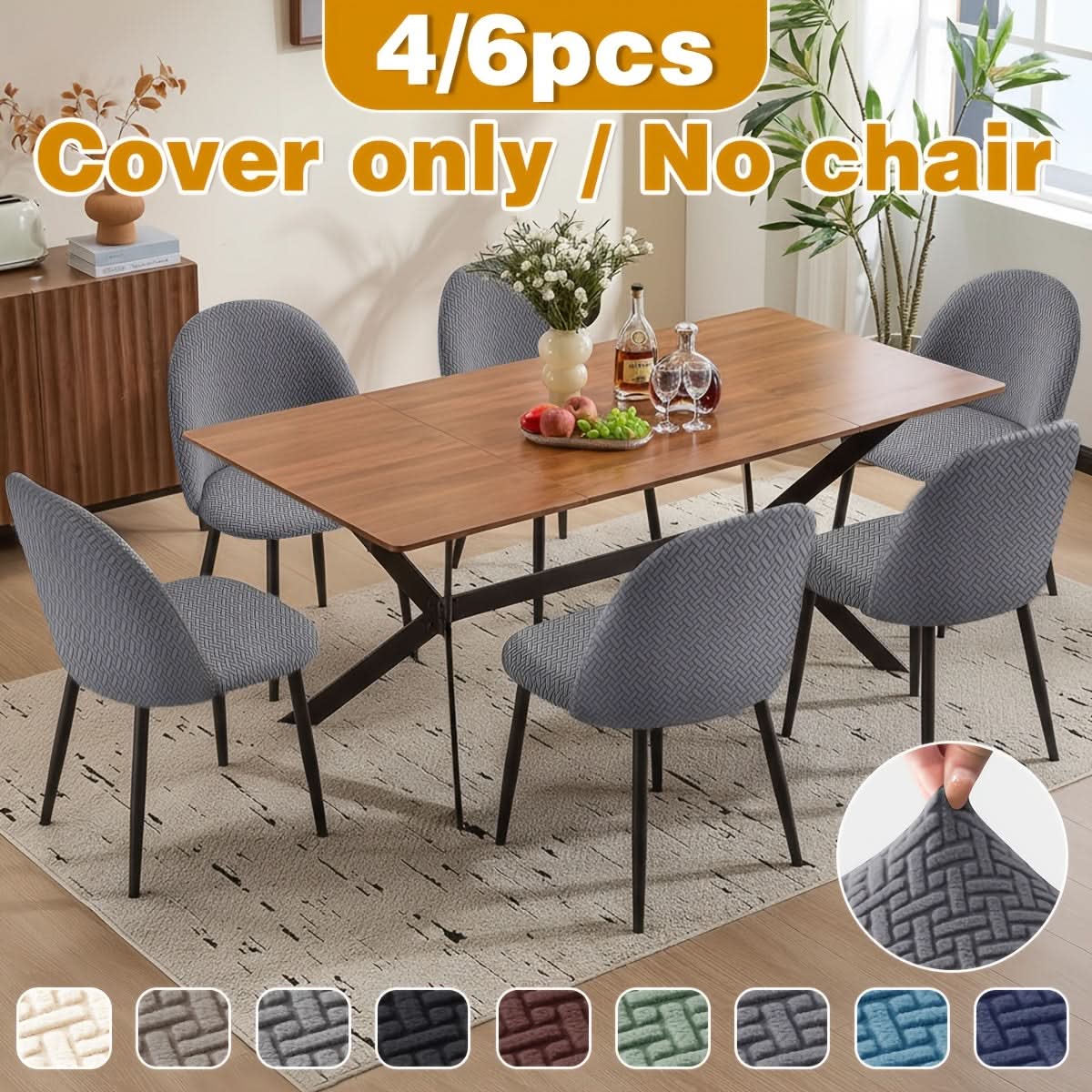 Stretch Dining Chair Slipcovers - Removable Washable Seat Protectors for Kitchen & Dining Room Furniture, Fitted Elastic Chair Covers for