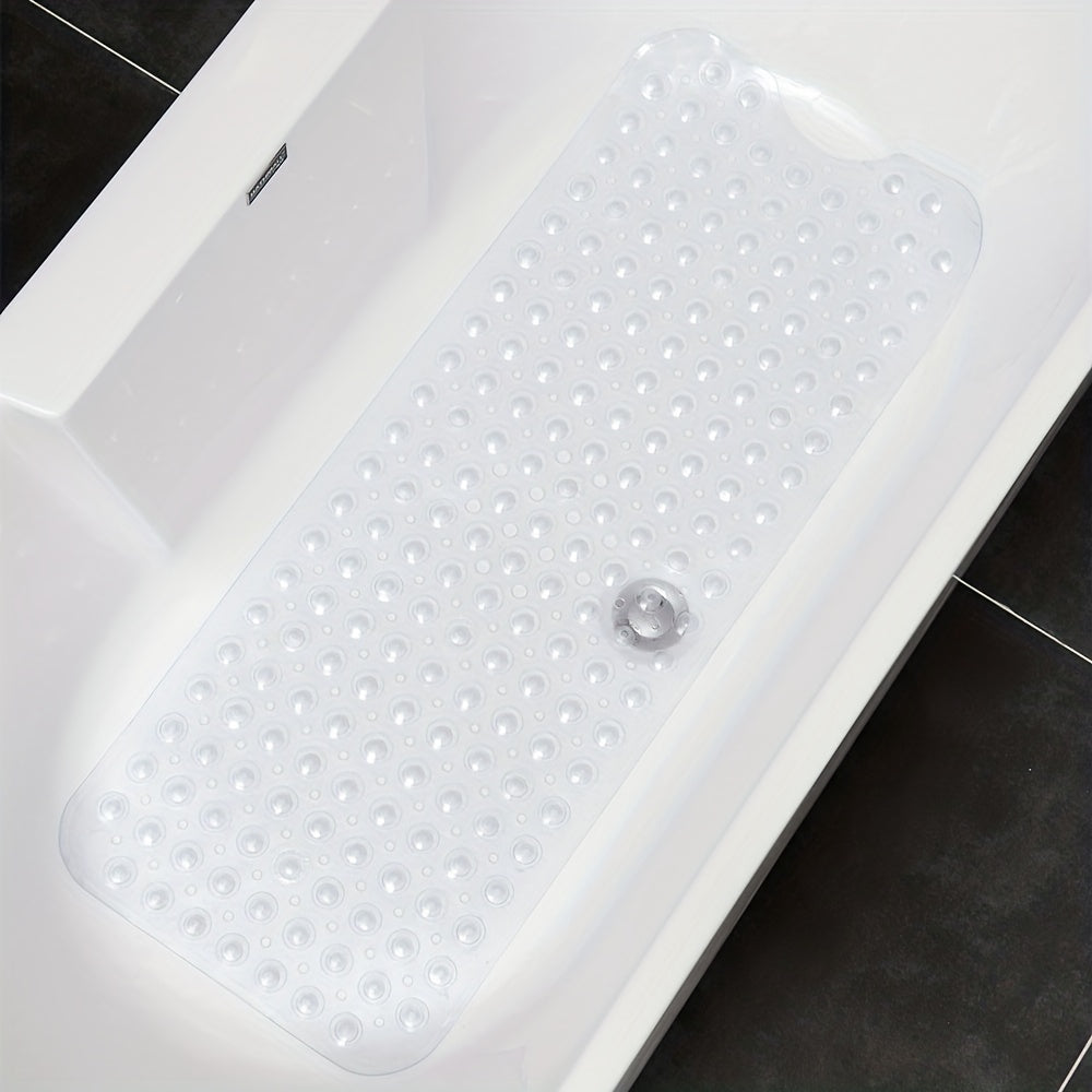 XL Non-Slip Shower and Tub Mat with Suction Cups – Drain Holes, Machine Washable, 40 x 16 in Bath Safety