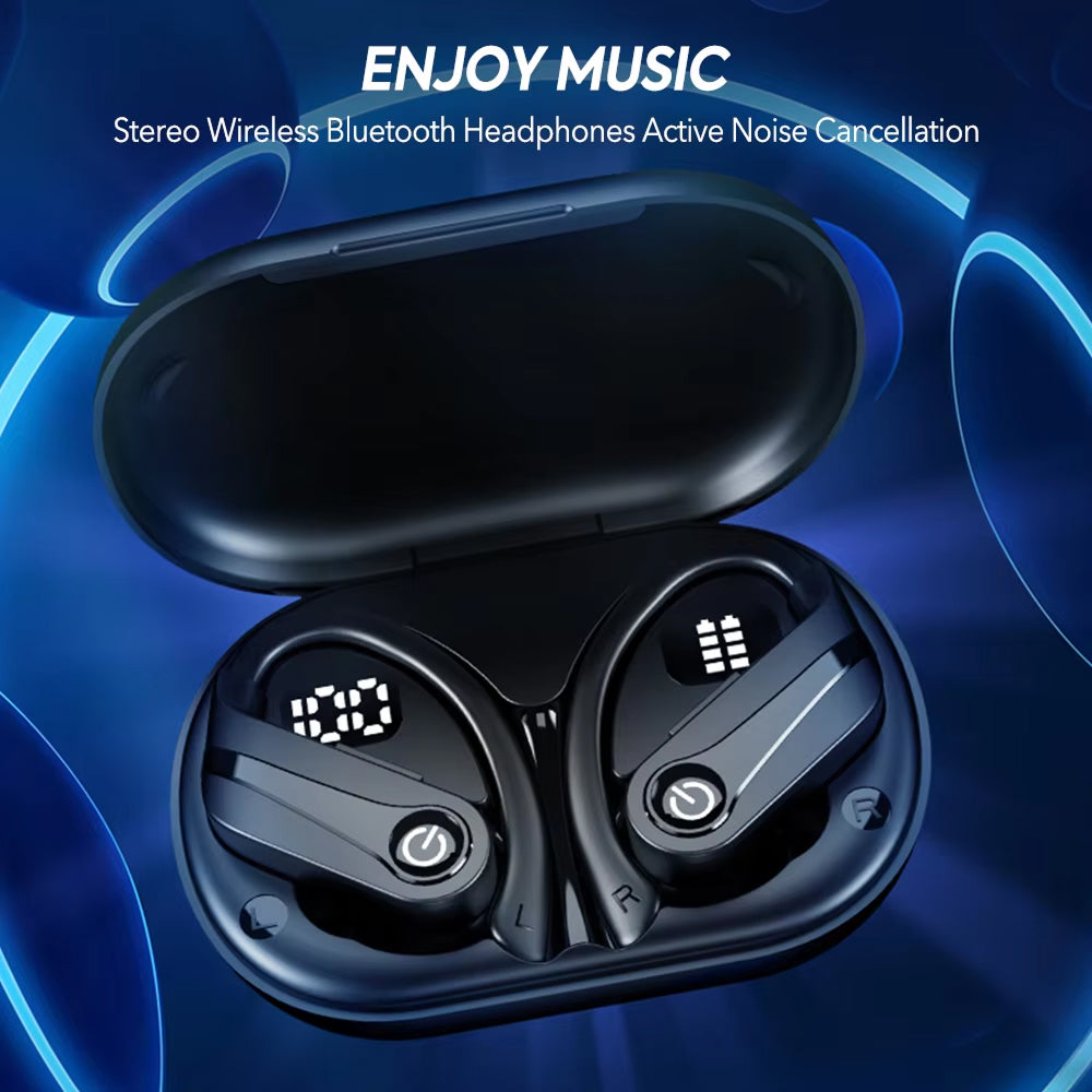 Wireless Sports Earbuds with Ear Hooks IPX7 Waterproof Bluetooth 5.3 Headphones 200-Hour Battery Life Running Gym Workout Fitness Earphones