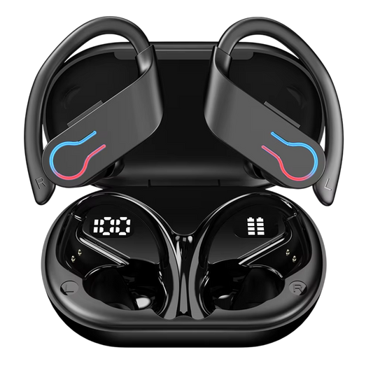 Écouteurs de sport sans fil avec contours d'oreilles, étanches IPX7, Bluetooth 5.3, autonomie de 200 heures, pour la course, la salle de sport et le fitness