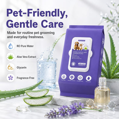 Ortekor Frenchie Daily Grooming Kit for After-Walk & Between-Bath Care - Boar Bristle Brush + Rinse-Free Cleaning Gloves
