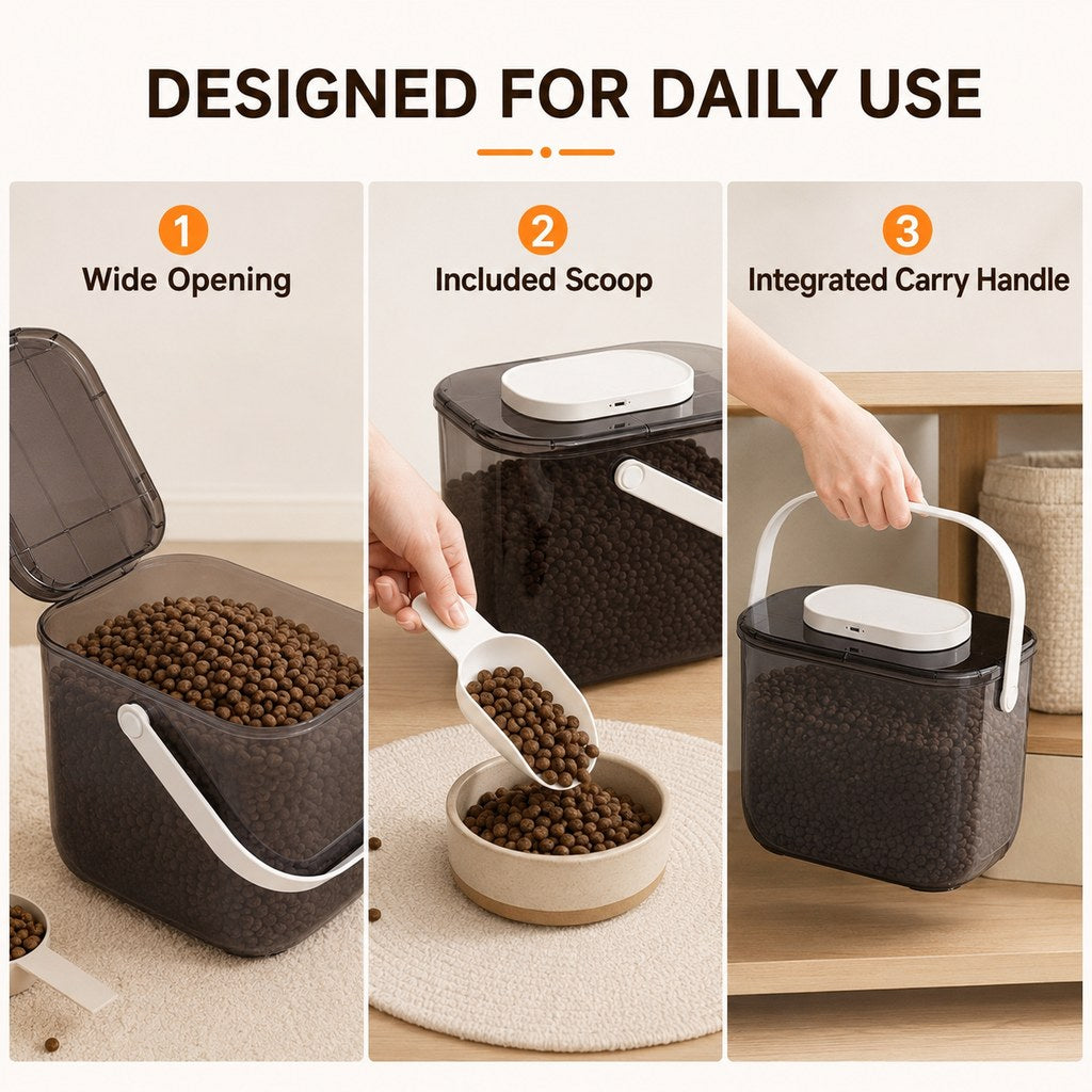 Ortekor 10L Automatic Vacuum Pet Food Storage Container for Pantry & Feeding Stations - Helps Reduce Air Exposure Between Meals
