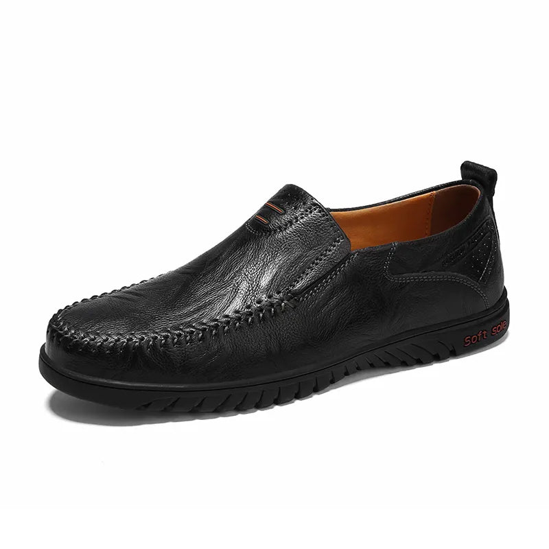 Men's Black Leather Oxfords – Waterproof Casual Dress Shoes for Work, Office & Everyday Comfort – Durable Non-Slip Formal Footwear