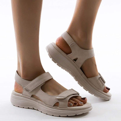 Women's Platform Sandals with Velcro Straps Open Toe Cushioned Footbed for All-Day Wear Summer Walking Shoes