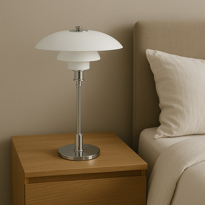 Modern Glass Globe Table Lamp with Dimmer Switch for Bedroom & Living Room – LED Accent Light with Gold or Silver Metal Base