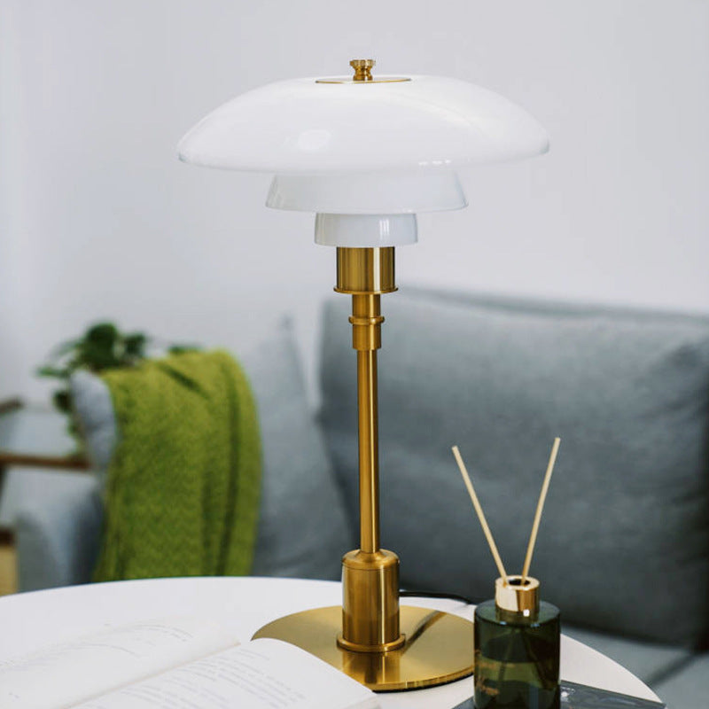 Modern Glass Globe Table Lamp with Dimmer Switch for Bedroom & Living Room – LED Accent Light with Gold or Silver Metal Base