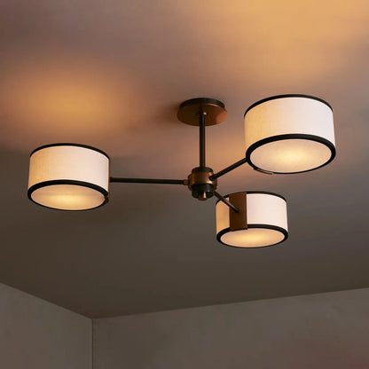 Fabric Drum Ceiling Light 36-Inch – Steel Flush Mount for Living Room, Bedroom, Entryway & Hallway