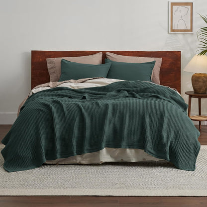 Couverture jeté en coton pour lit, couverture gaufrée format grand lit pour toutes les saisons, couverture en coton douce et respirante pour canapé