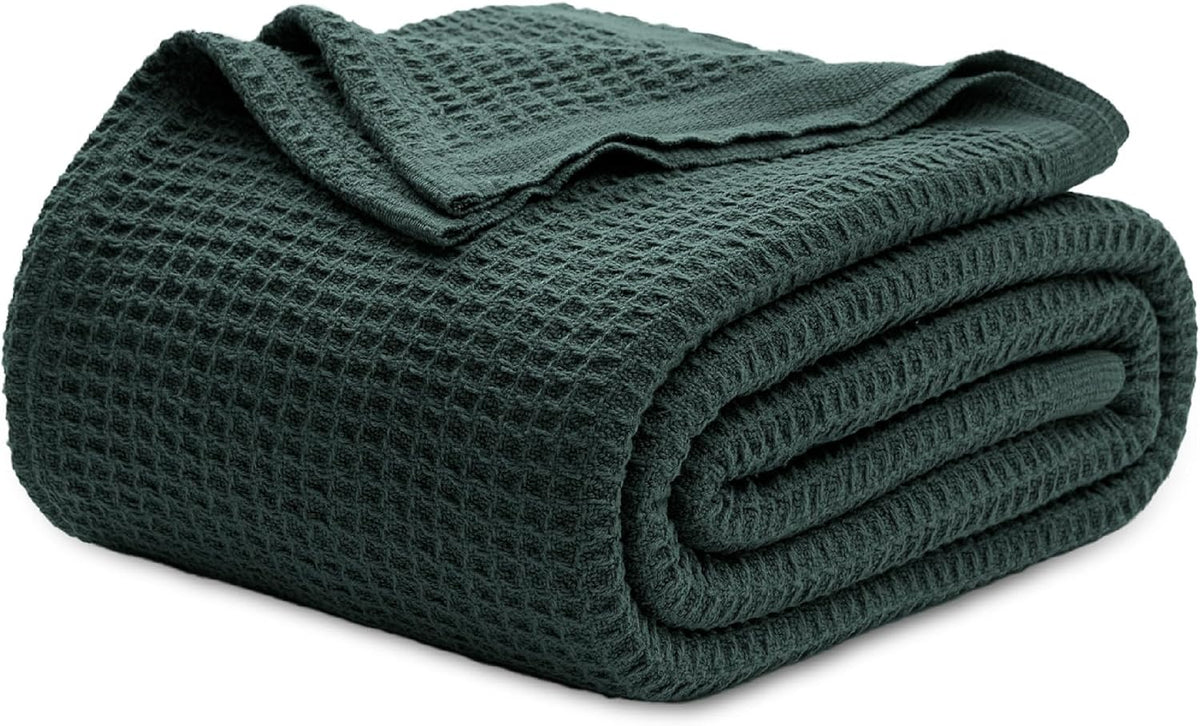 Couverture jeté en coton pour lit, couverture gaufrée format grand lit pour toutes les saisons, couverture en coton douce et respirante pour canapé