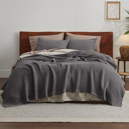 Couverture jeté en coton pour lit, couverture gaufrée format grand lit pour toutes les saisons, couverture en coton douce et respirante pour canapé
