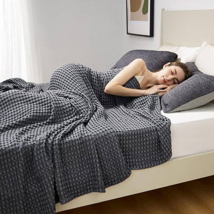Cozy Haven | Couverture Queen légère en coton et bambou à tissage gaufré rafraîchissant | Jeté d'été doux pour ceux qui ont chaud la nuit