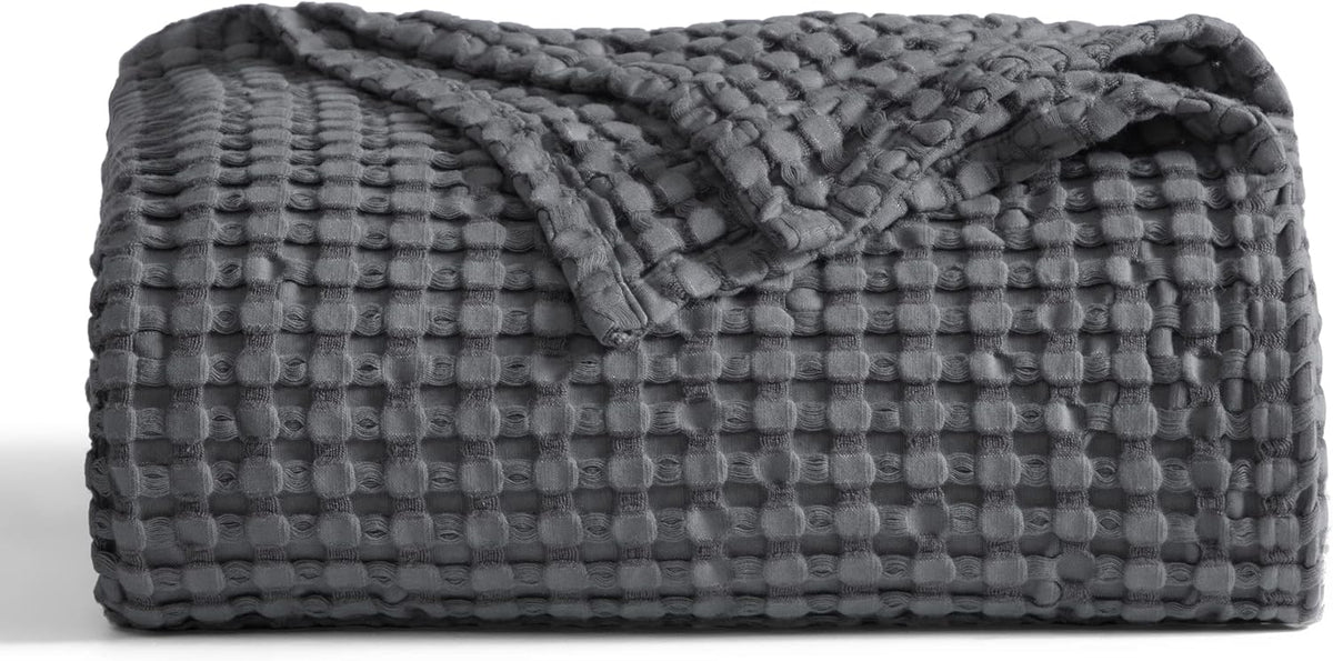 Cozy Haven | Couverture Queen légère en coton et bambou à tissage gaufré rafraîchissant | Jeté d'été doux pour ceux qui ont chaud la nuit