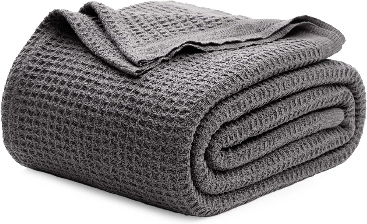 Couverture jeté en coton pour lit, couverture gaufrée format grand lit pour toutes les saisons, couverture en coton douce et respirante pour canapé