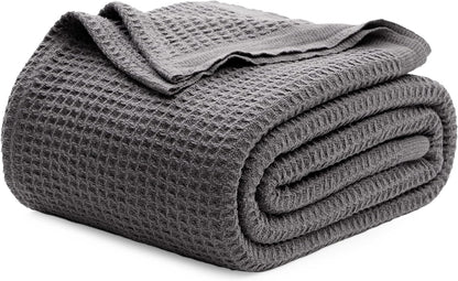 Couverture jeté en coton pour lit, couverture gaufrée format grand lit pour toutes les saisons, couverture en coton douce et respirante pour canapé