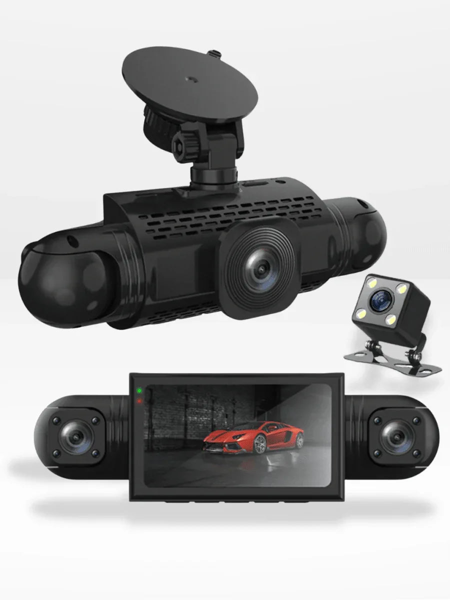 360-Degree Car Dash Cam with Rear Camera & Night Vision – 1080p Full HD Front, Back & Interior Recording System
