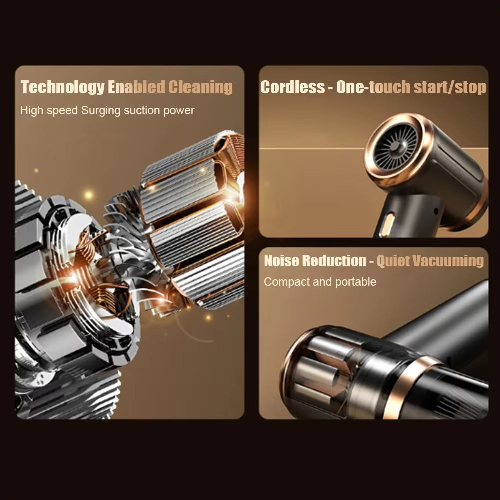 Handheld Cordless Auto Vacuum – 45000Pa High-Power Suction for Cars, Upholstery & Pet Hair | 5-in-1 Wet/Dry Cleaner