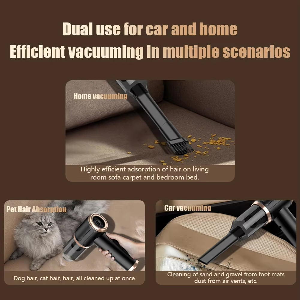 Handheld Cordless Auto Vacuum – 45000Pa High-Power Suction for Cars, Upholstery & Pet Hair | 5-in-1 Wet/Dry Cleaner
