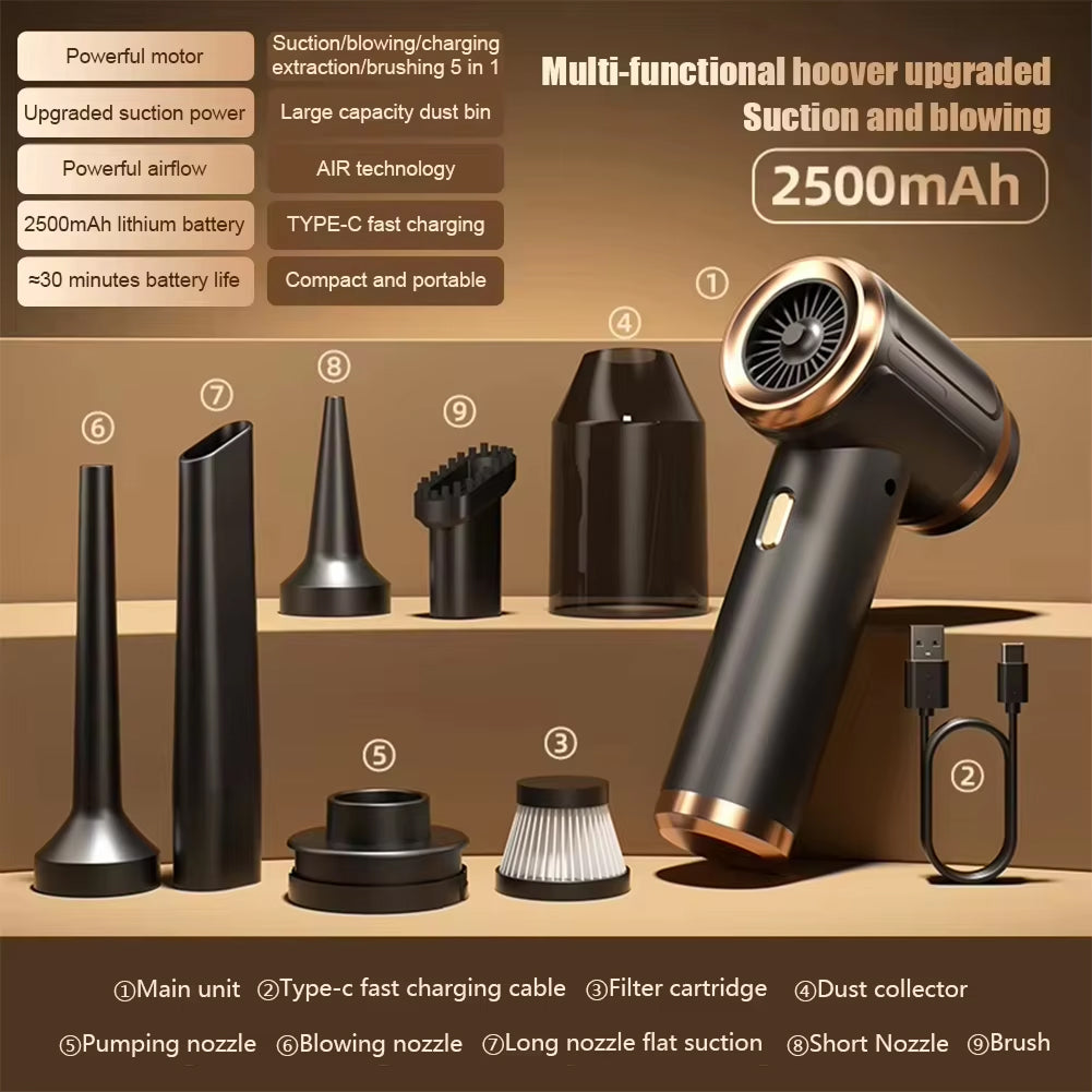 Cordless Handheld Car Vacuum Cleaner with 45000Pa Suction Power & 5-in-1 Multi-Function for Auto Interior Detailing Pet Hair Removal