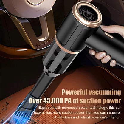 Handheld Cordless Auto Vacuum – 45000Pa High-Power Suction for Cars, Upholstery & Pet Hair | 5-in-1 Wet/Dry Cleaner