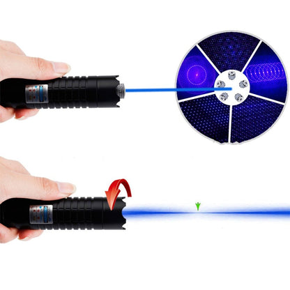 High-Power Blue Laser Pointer 450nm Adjustable Focus Aluminum Flashlight for Outdoor & Camping 16400 ft Range Rechargeable Tactical Light