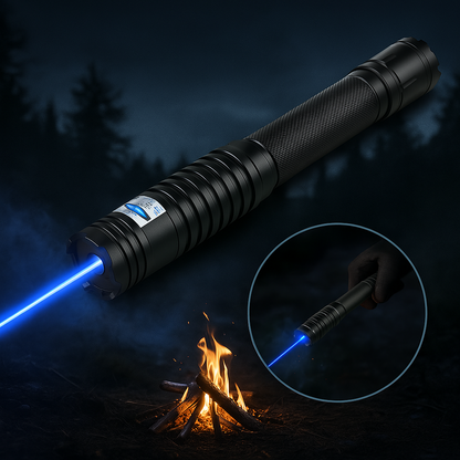 High-Power Blue Laser Pointer 450nm Adjustable Focus Aluminum Flashlight for Outdoor & Camping 16400 ft Range Rechargeable Tactical Light
