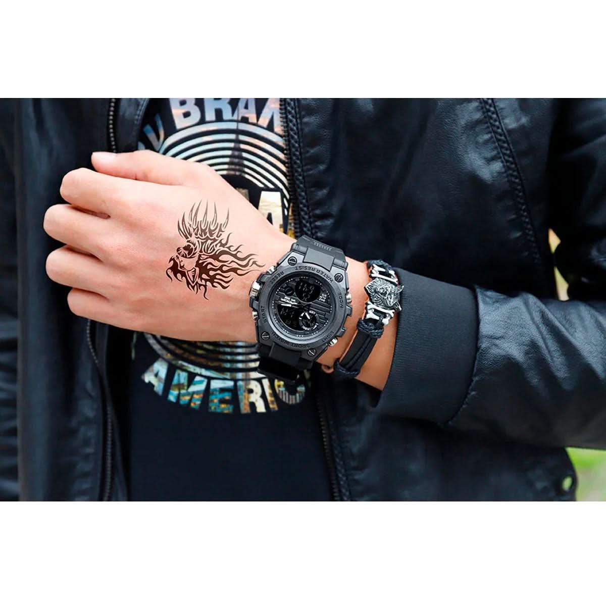 Tactical Sport Watch with Dual Time Zones & LED Backlight for Everyday Adventure