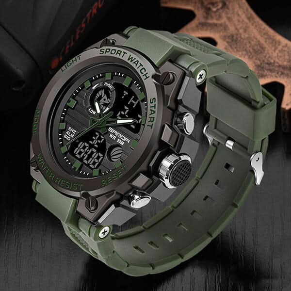 Tactical Sport Watch with Dual Time Zones & LED Backlight for Everyday Adventure
