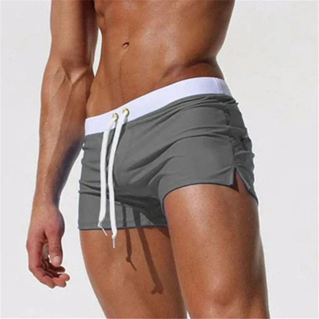 Men's Swim Trunks Quick-Dry Board Shorts with Drawstring Navy Gray Black Pool Beach Swim