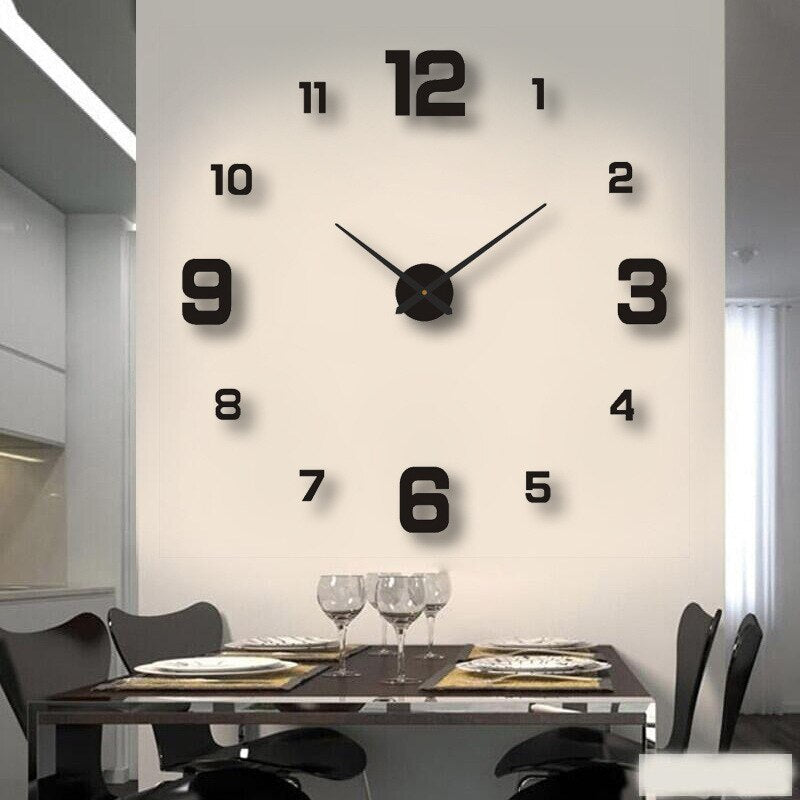 Large Decorative Wall Clock Oversized Metal Acrylic Silent Quartz Living Room Bedroom Office Modern Minimalist Statement Piece