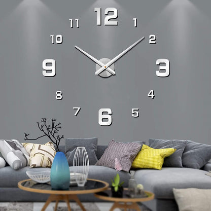 Large Decorative Wall Clock Oversized Metal Acrylic Silent Quartz Living Room Bedroom Office Modern Minimalist Statement Piece