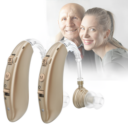 USB Rechargeable Behind-the-Ear Sound Amplifier with Ambient Noise Filtering for Seniors and Adults