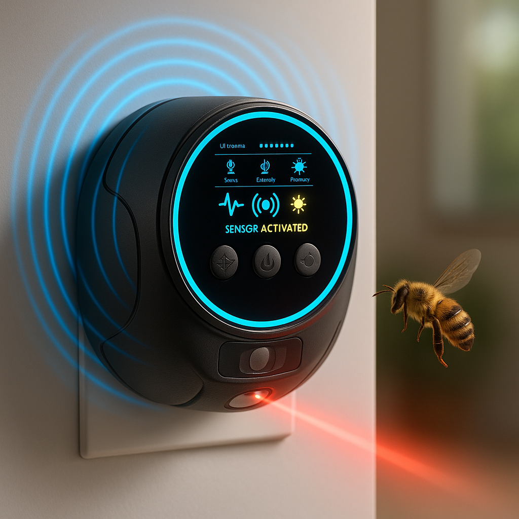 Ultrasonic Insect Repeller for Flying Pests | Plug-In Deterrent for Stinging Insects & Wood-Boring Bugs | Chemical-Free Home Defense