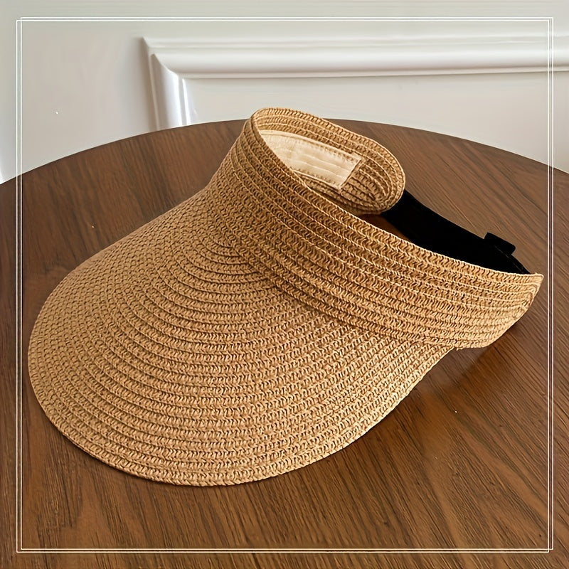 Women's Sun Visor Hat with Wide Brim – Foldable UV Protection Cap for Beach, Travel & Outdoors