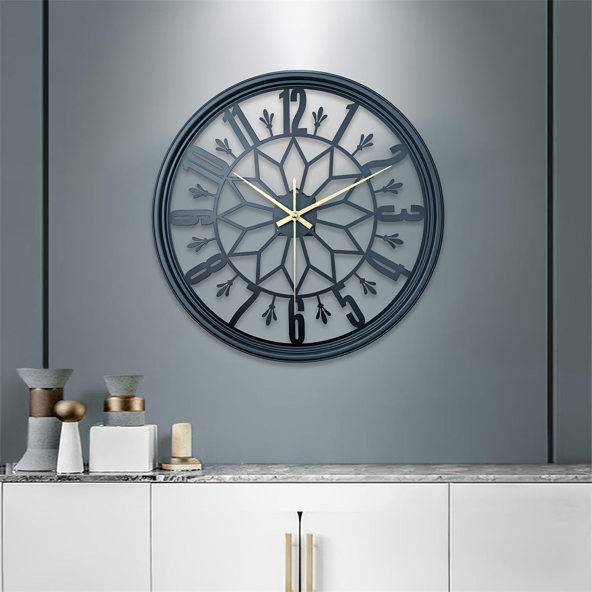 Retro Metal Wall Clock Silent Quartz Movement Industrial Home Office Decor No Ticking Quiet Battery Operated Vintage Handcrafted Look Living