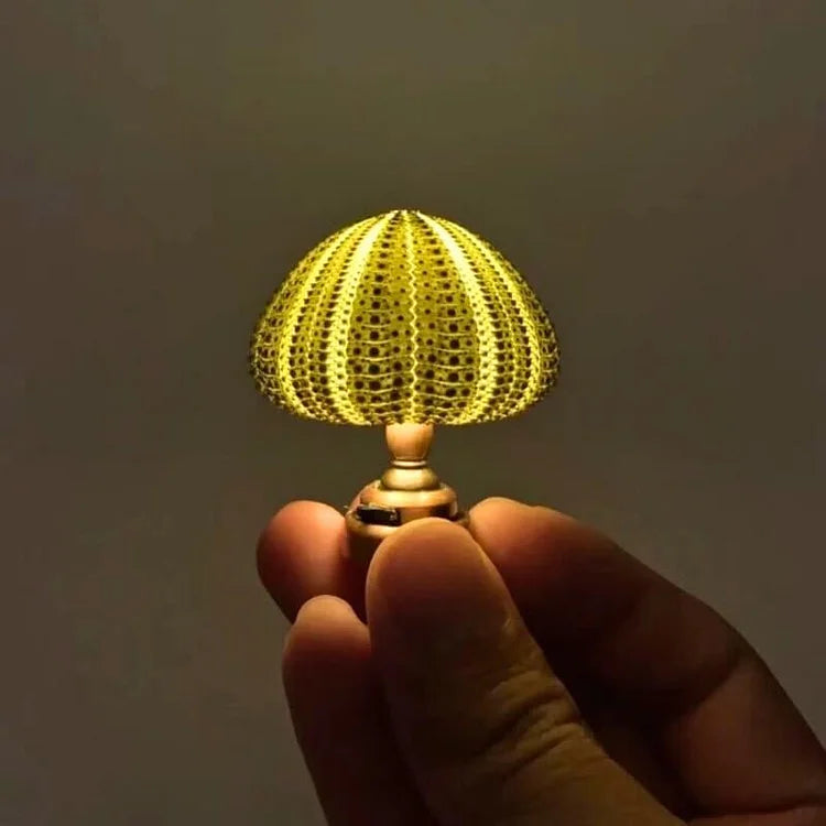 Sea Urchin Shell Night Light with Gold-Tone Base – Coastal Accent Lamp for Bedroom, Living Room & Nursery