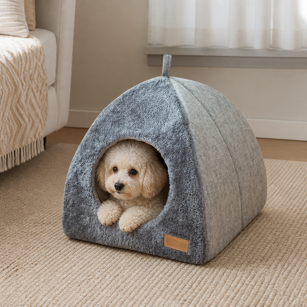 Ortekor Enclosed Triangular Plush Cat Bed